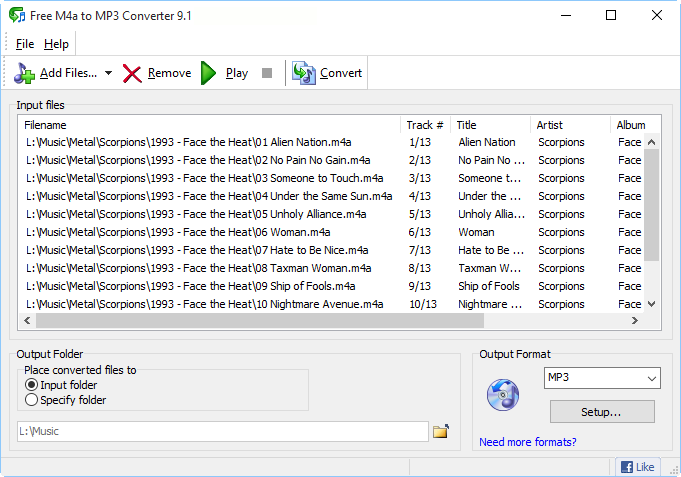 mp3 to m4a converter switch